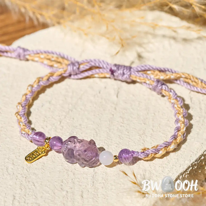 Buddha Stones Amethyst Pixiu Balance Lucky Bracelet - Amethyst Pixiu(Wrist Circumference: 17-18cm) - Bracelet