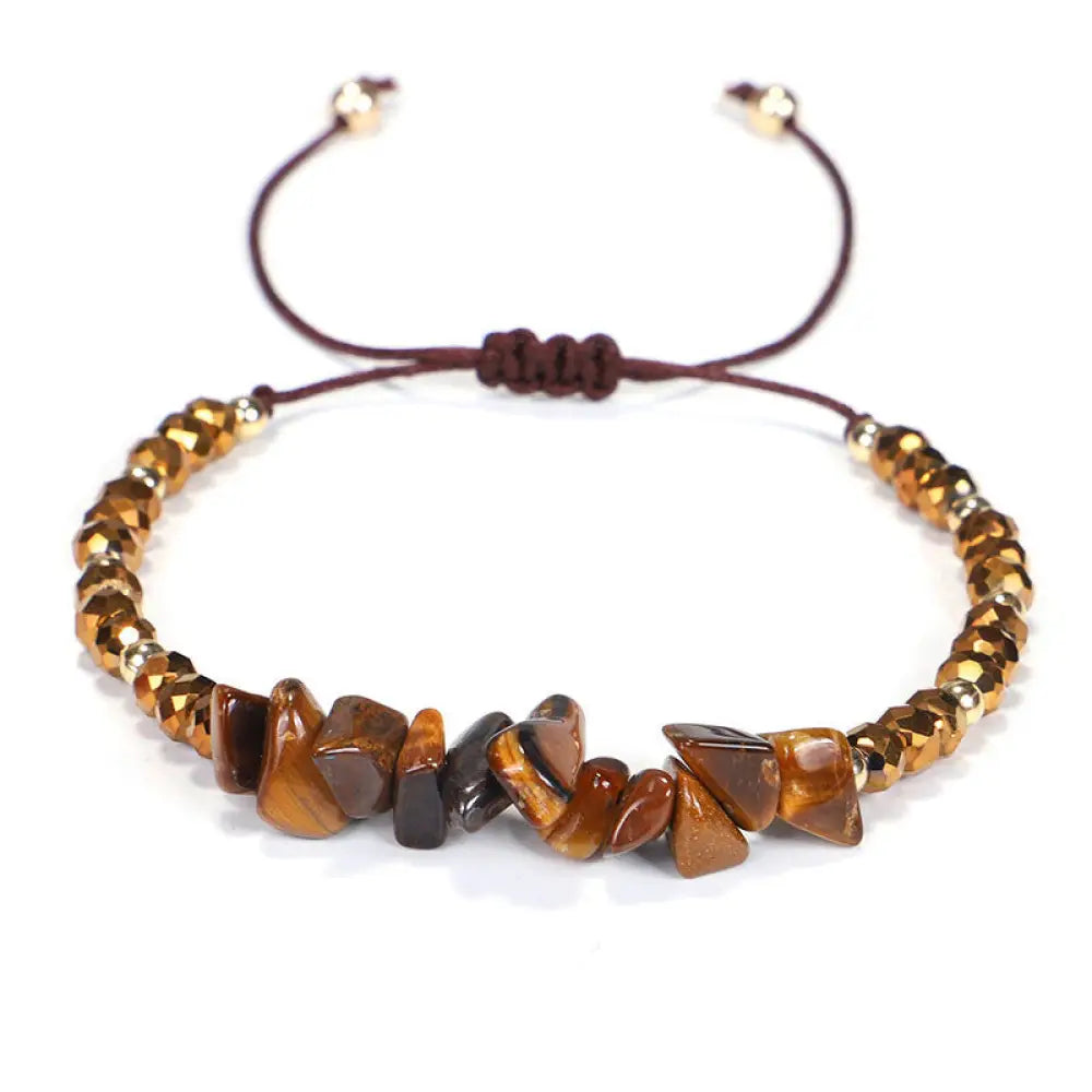 Buddha Stones Amethyst Purify Knit Bracelet - Tiger Eye - Bracelet