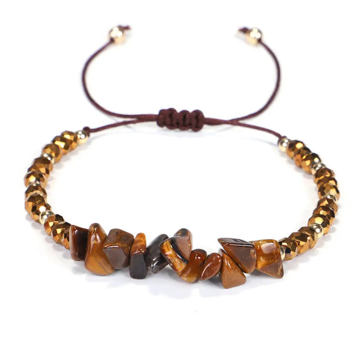 Buddha Stones Amethyst Purify Knit Bracelet - Tiger Eye - Bracelet