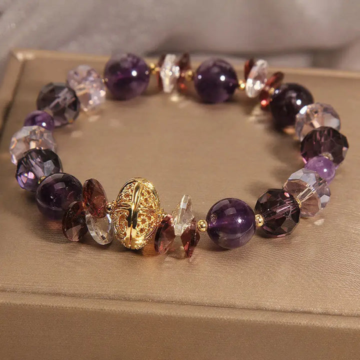 BWOOOH Amethyst Red Crystal White Crystal Pumpkin Inner Peace And Healing Bracelet - BWOOOH - Amethyst(Wrist