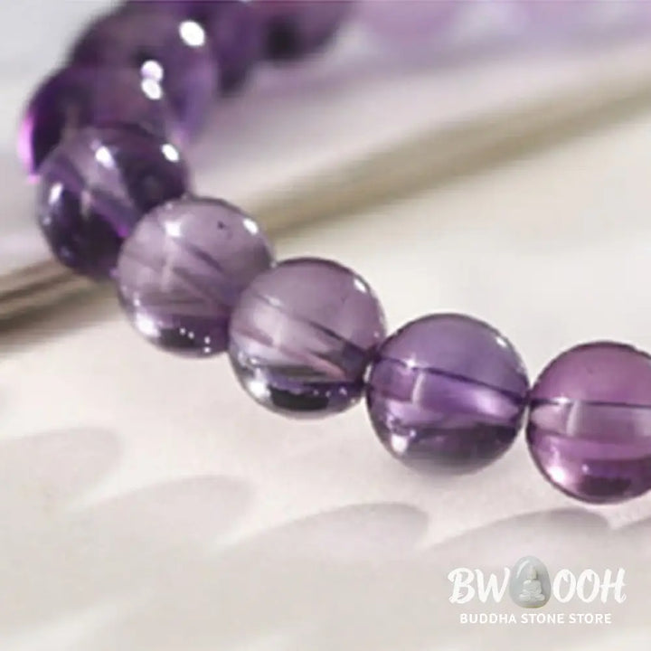 Buddha Stones Amethyst Rose Quartz Strawberry Quartz Good Luck Charm Bracelet - Bracelet