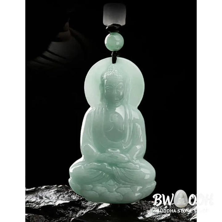 Buddha Stones Amitabha Buddha Jade Amulet Compassion String Necklace - BWOOOH - Necklaces &amp; Pendants