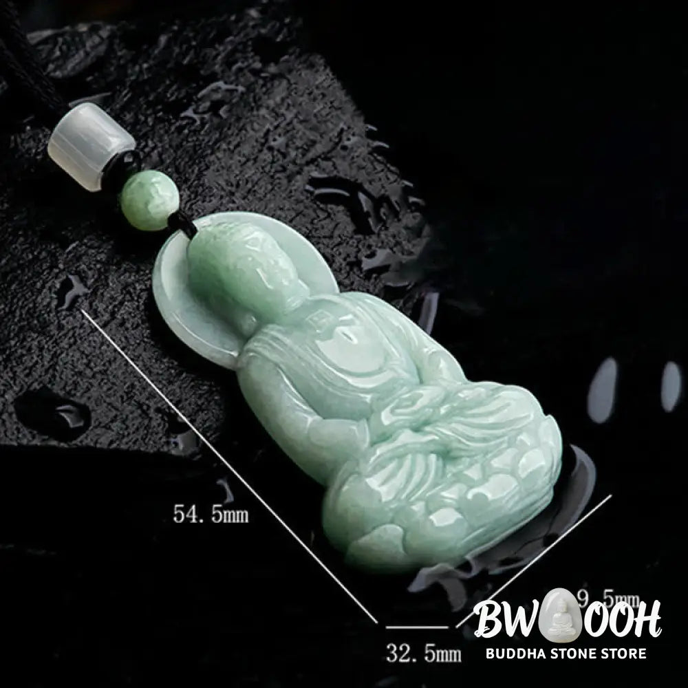 Buddha Stones Amitabha Buddha Jade Amulet Compassion String Necklace - BWOOOH - Necklaces &amp; Pendants