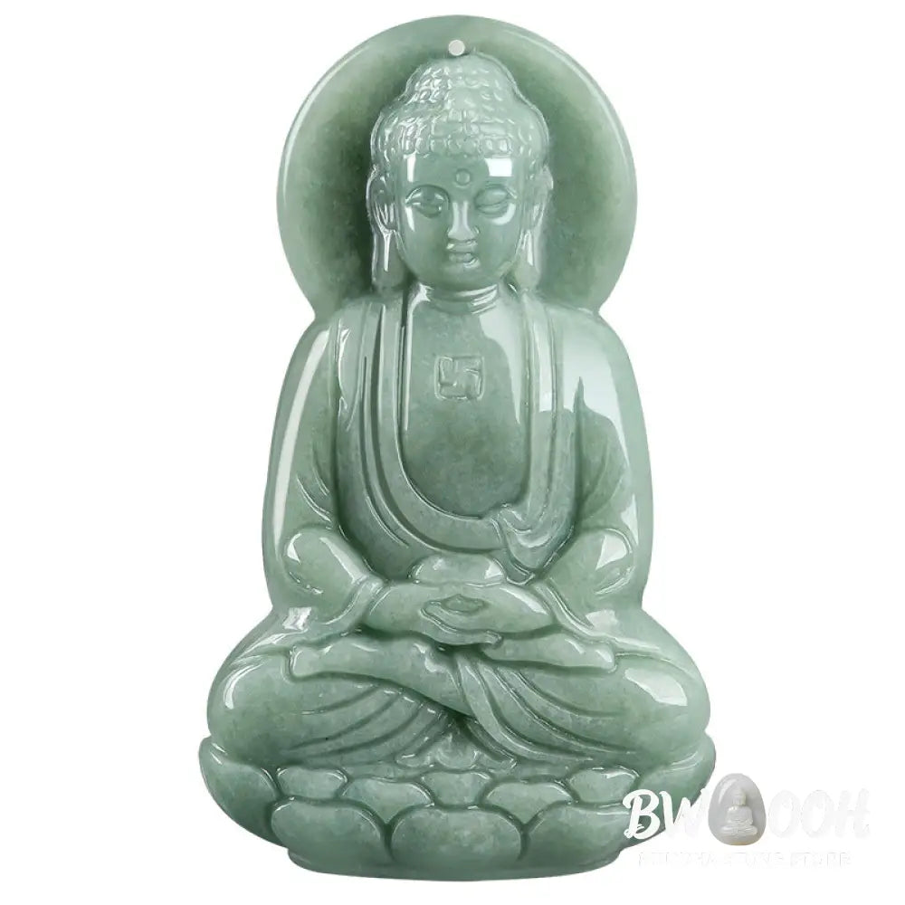 Buddha Stones Amitabha Buddha Jade Amulet Compassion String Necklace - BWOOOH - Necklaces &amp; Pendants