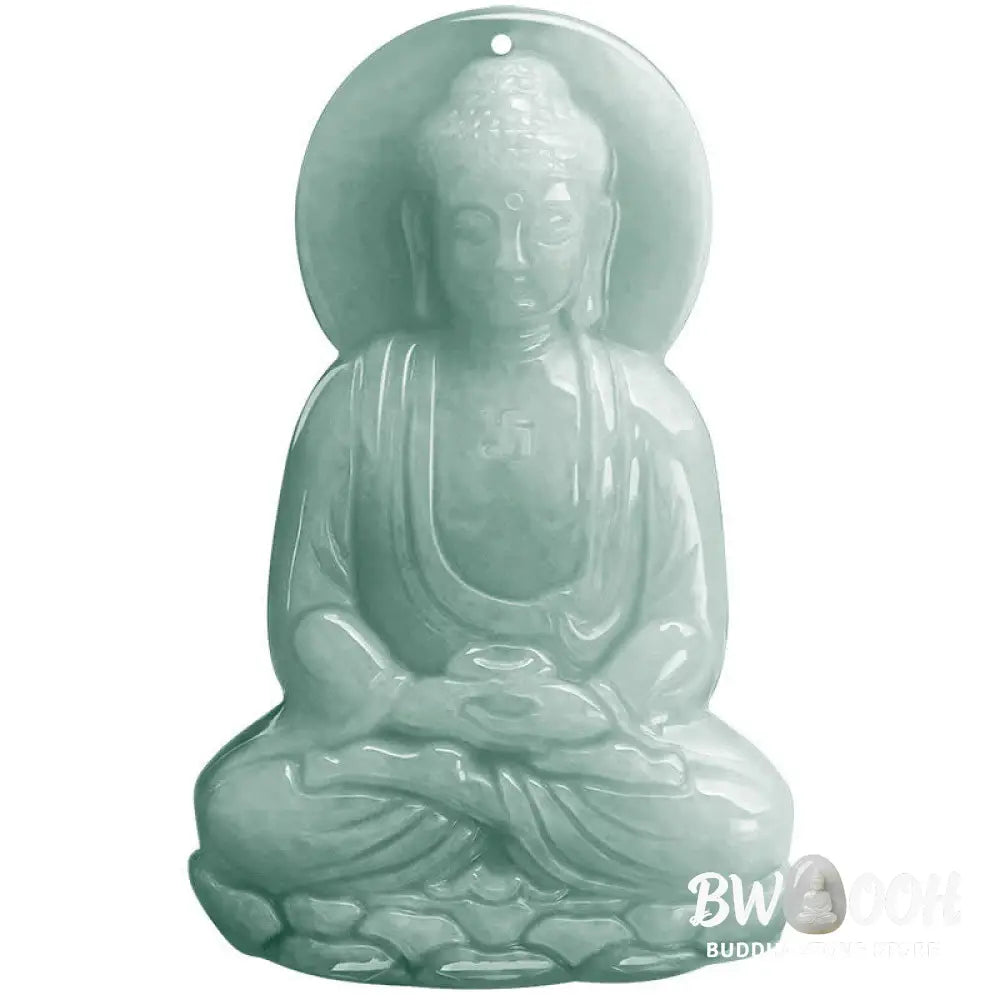 Buddha Stones Amitabha Buddha Jade Amulet Compassion String Necklace - BWOOOH - Necklaces &amp; Pendants