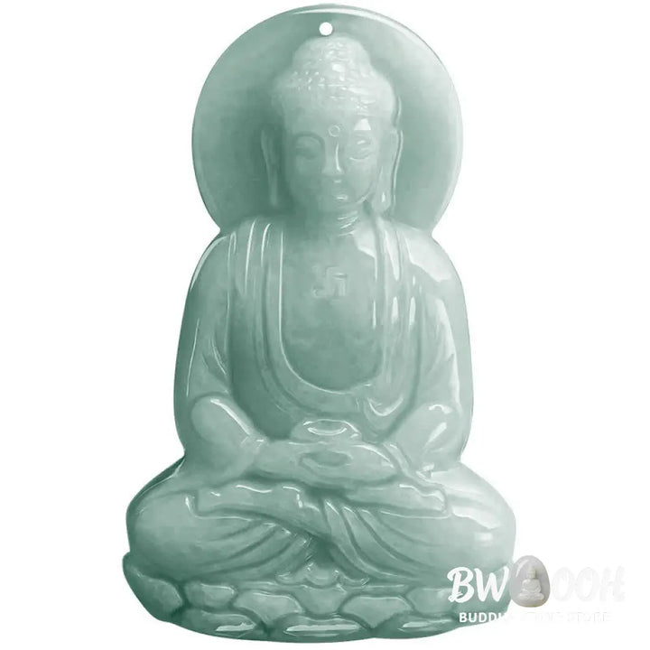 Buddha Stones Amitabha Buddha Jade Amulet Compassion String Necklace - BWOOOH - Necklaces &amp; Pendants