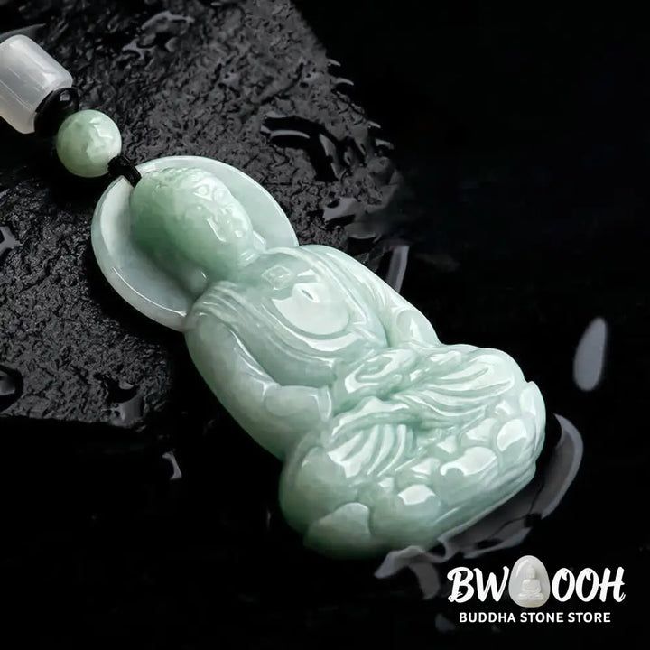 Buddha Stones Amitabha Buddha Jade Amulet Compassion String Necklace - BWOOOH - Necklaces &amp; Pendants