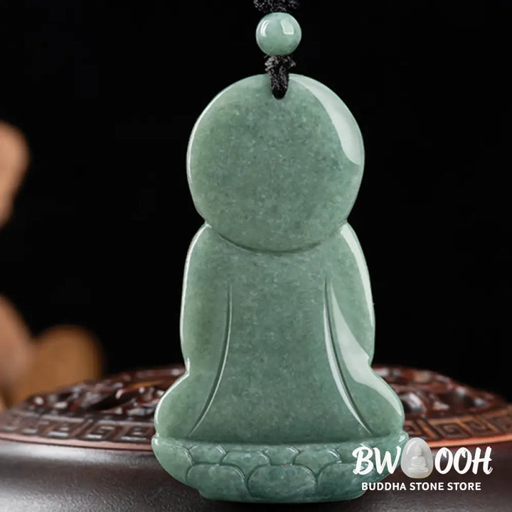 Buddha Stones Amitabha Buddha Jade Amulet Compassion String Necklace - BWOOOH - Necklaces &amp; Pendants