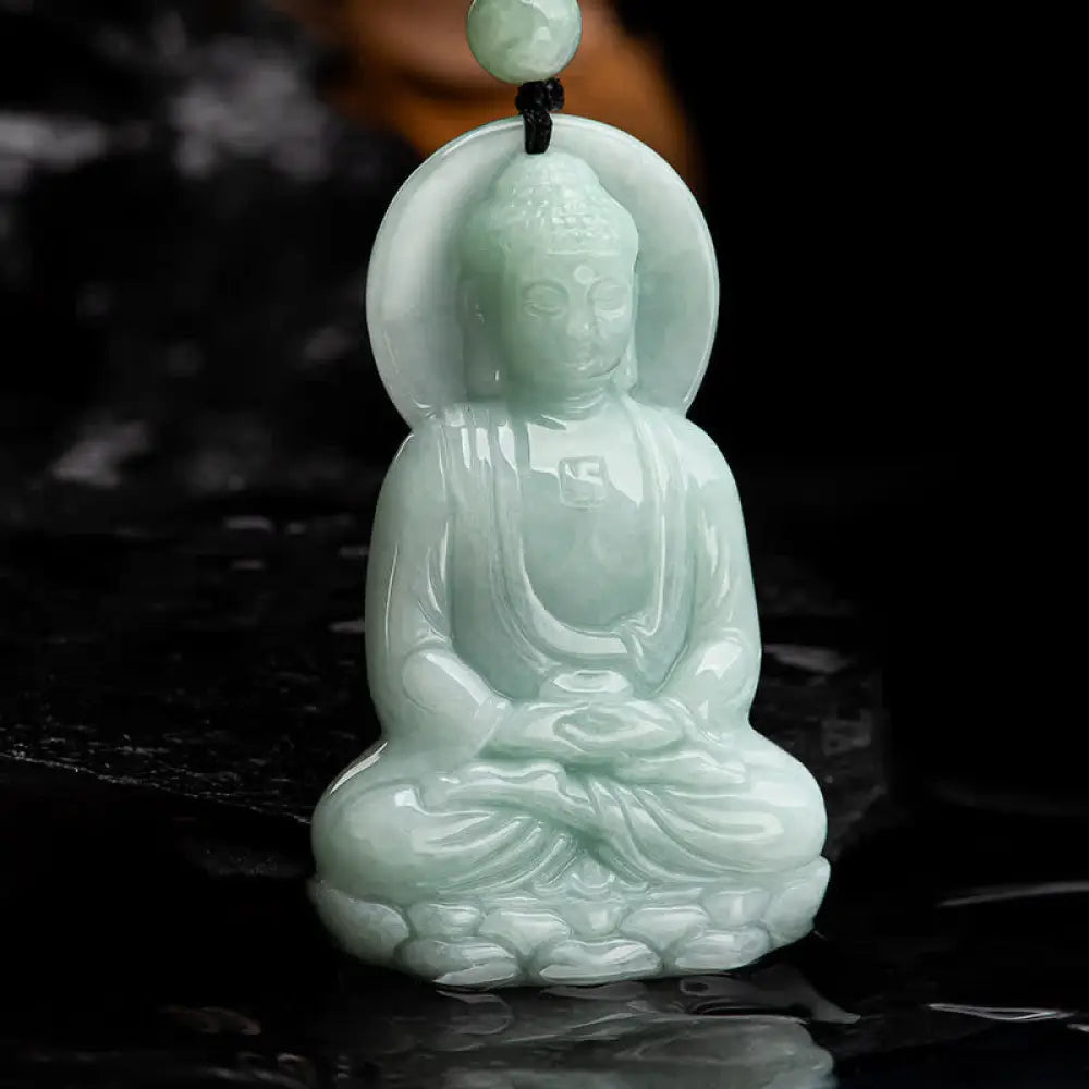 Buddha Stones Amitabha Buddha Jade Amulet Compassion String Necklace - BWOOOH - Buddha Symbol(Compassion♥Serenity)