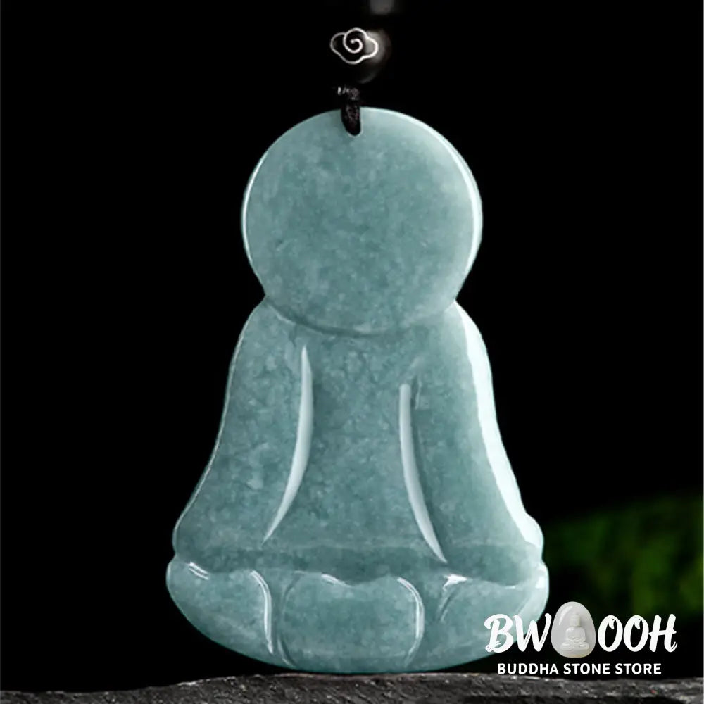 Buddha Stones Amitabha Buddha Natural Jade Lotus Amulet Compassion String Necklace Pendant - BWOOOH - Buddha