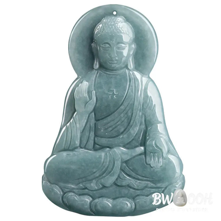 Buddha Stones Amitabha Buddha Natural Jade Lotus Amulet Compassion String Necklace Pendant - BWOOOH - Buddha