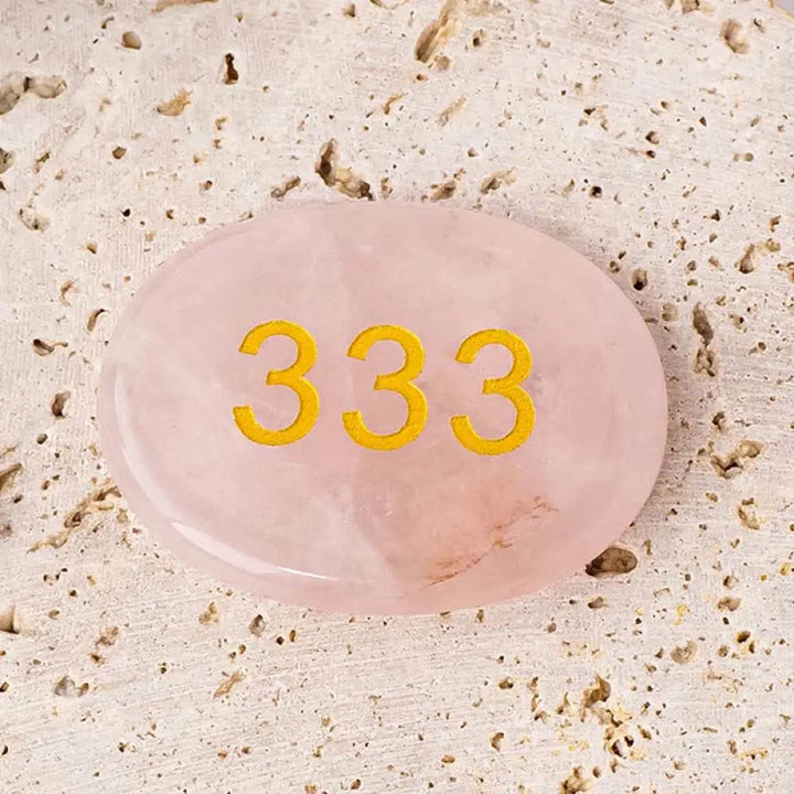 Buddha Stones Angel Numbers White Crystal Red Jasper Pink Crystal Green Aventurine Meditation Palm Stone - 333 Angel