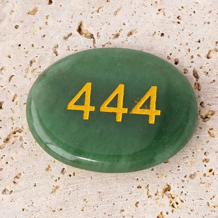 Buddha Stones Angel Numbers White Crystal Red Jasper Pink Crystal Green Aventurine Meditation Palm Stone - 444 Angel