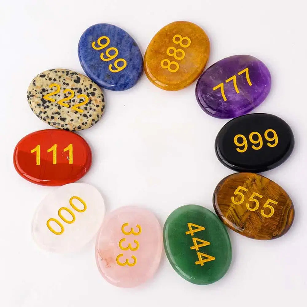 Buddha Stones Angel Numbers White Crystal Red Jasper Pink Crystal Green Aventurine Meditation Palm Stone - Palm Stone