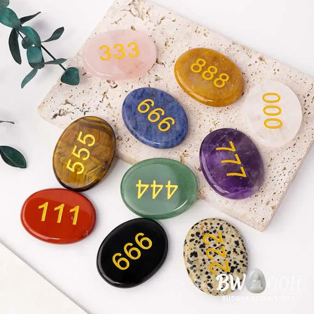 Buddha Stones Angel Numbers White Crystal Red Jasper Pink Crystal Green Aventurine Meditation Palm Stone - Palm Stone