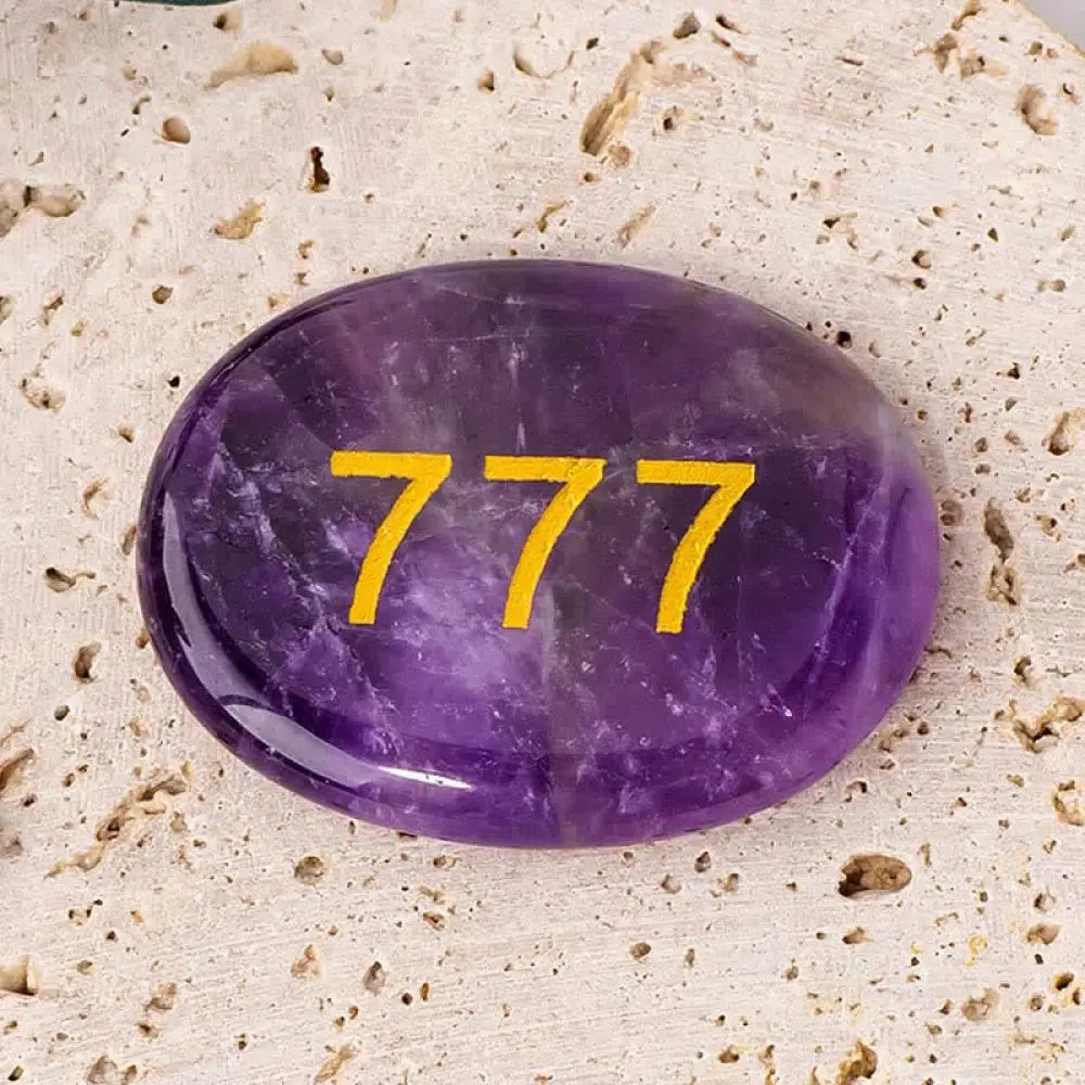 Buddha Stones Angel Numbers White Crystal Red Jasper Pink Crystal Green Aventurine Meditation Palm Stone - 777 Angel