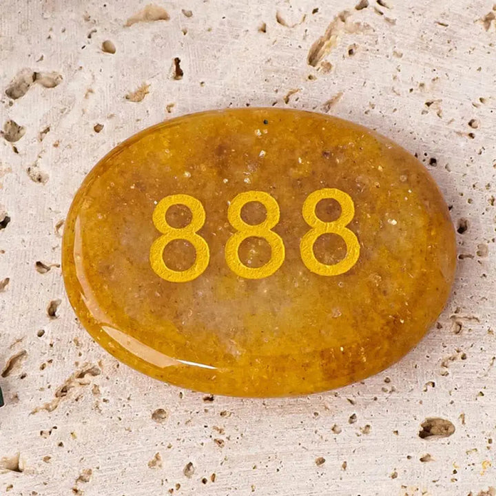 Buddha Stones Angel Numbers White Crystal Red Jasper Pink Crystal Green Aventurine Meditation Palm Stone - 888 Angel