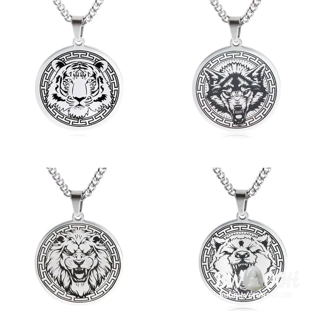 Buddha Stones Animal Titanium Steel Chain Necklace Protection Pendant - BWOOOH - Necklaces &amp; Pendants