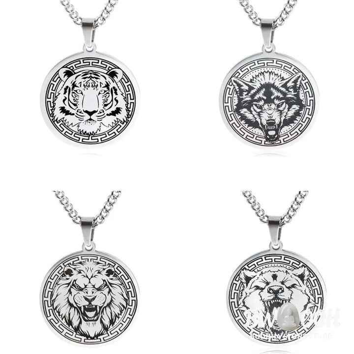 Buddha Stones Animal Titanium Steel Chain Necklace Protection Pendant - BWOOOH - Necklaces &amp; Pendants
