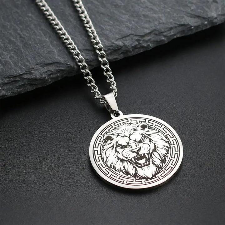 Buddha Stones Animal Titanium Steel Chain Necklace Protection Pendant - BWOOOH - Silver Lion - Necklaces &amp; Pendants