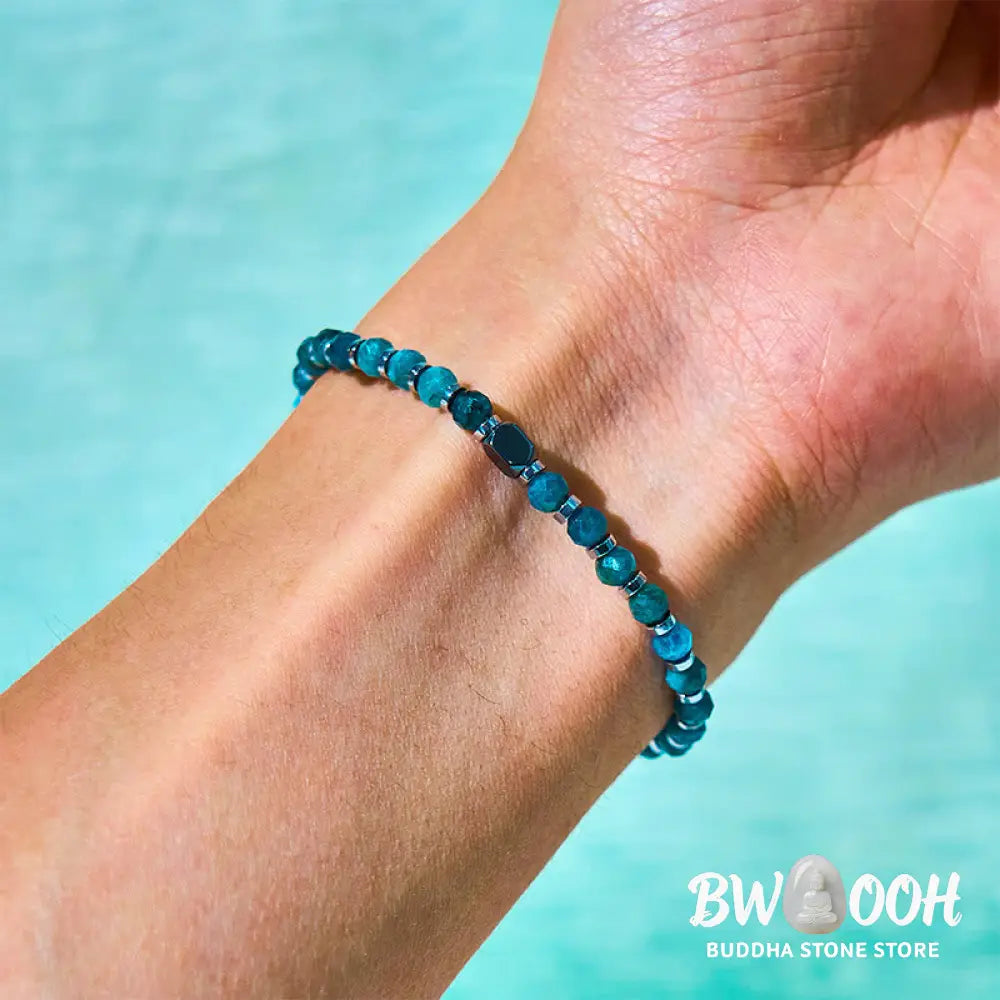 Buddha Stones Apatite Hematite Communication Bracelet - BWOOOH - Apatite Hematite(Wrist Circumference 15-17cm)