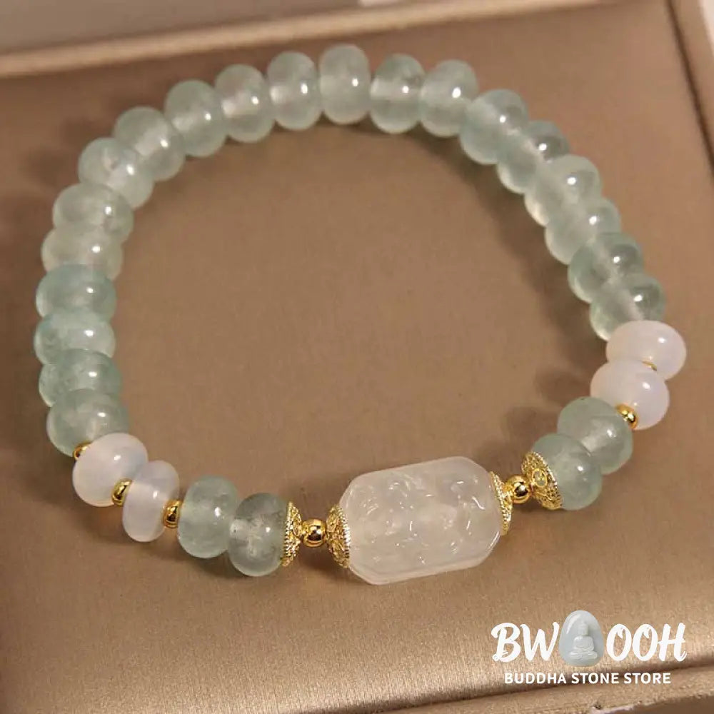 Buddha Stones Aquamarine Jade Abacus Beads Serenity Bracelet - BWOOOH - Aquamarine Jade(Wrist Circumference: 14-16cm)