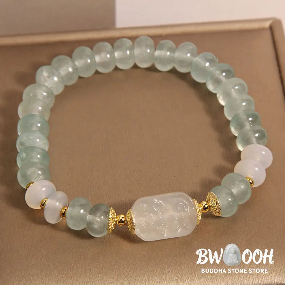 Buddha Stones Aquamarine Jade Abacus Beads Serenity Bracelet - BWOOOH - Aquamarine Jade(Wrist Circumference: 14-16cm)