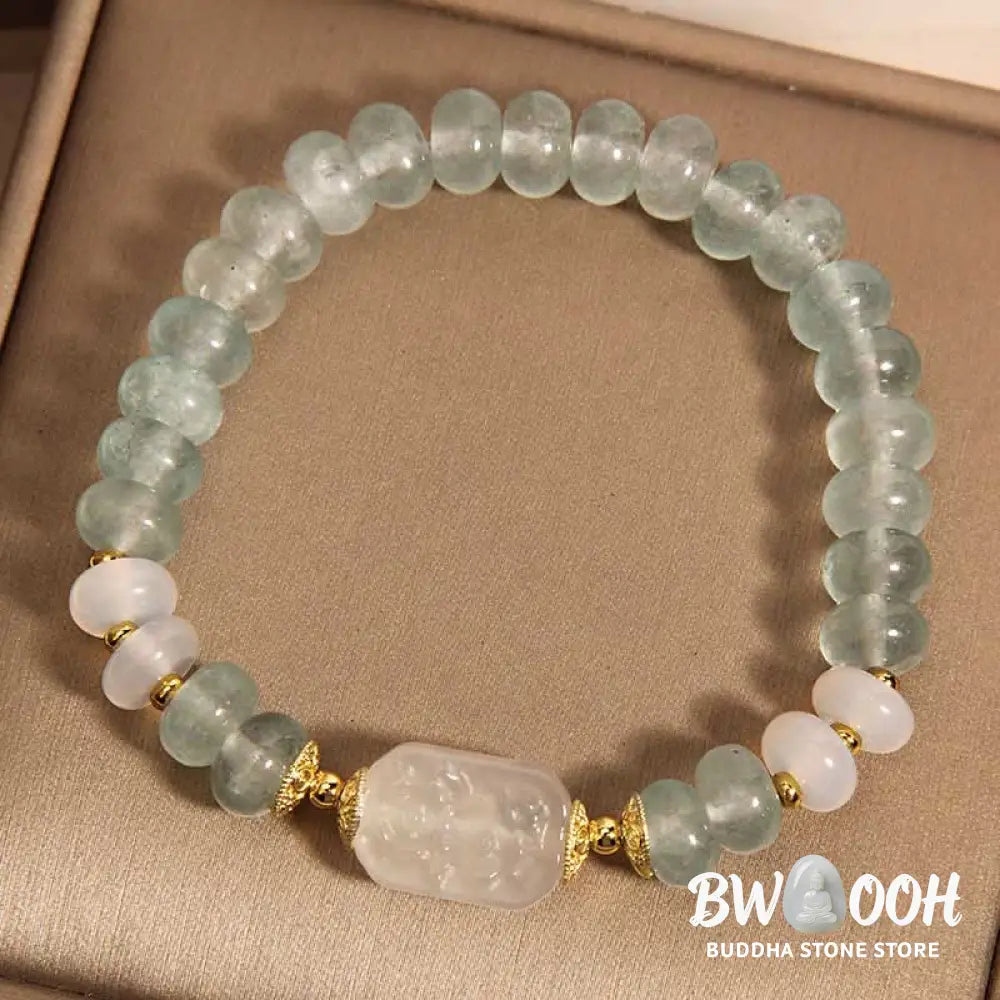 Buddha Stones Aquamarine Jade Abacus Beads Serenity Bracelet - BWOOOH - Aquamarine Jade(Wrist Circumference: 14-16cm)