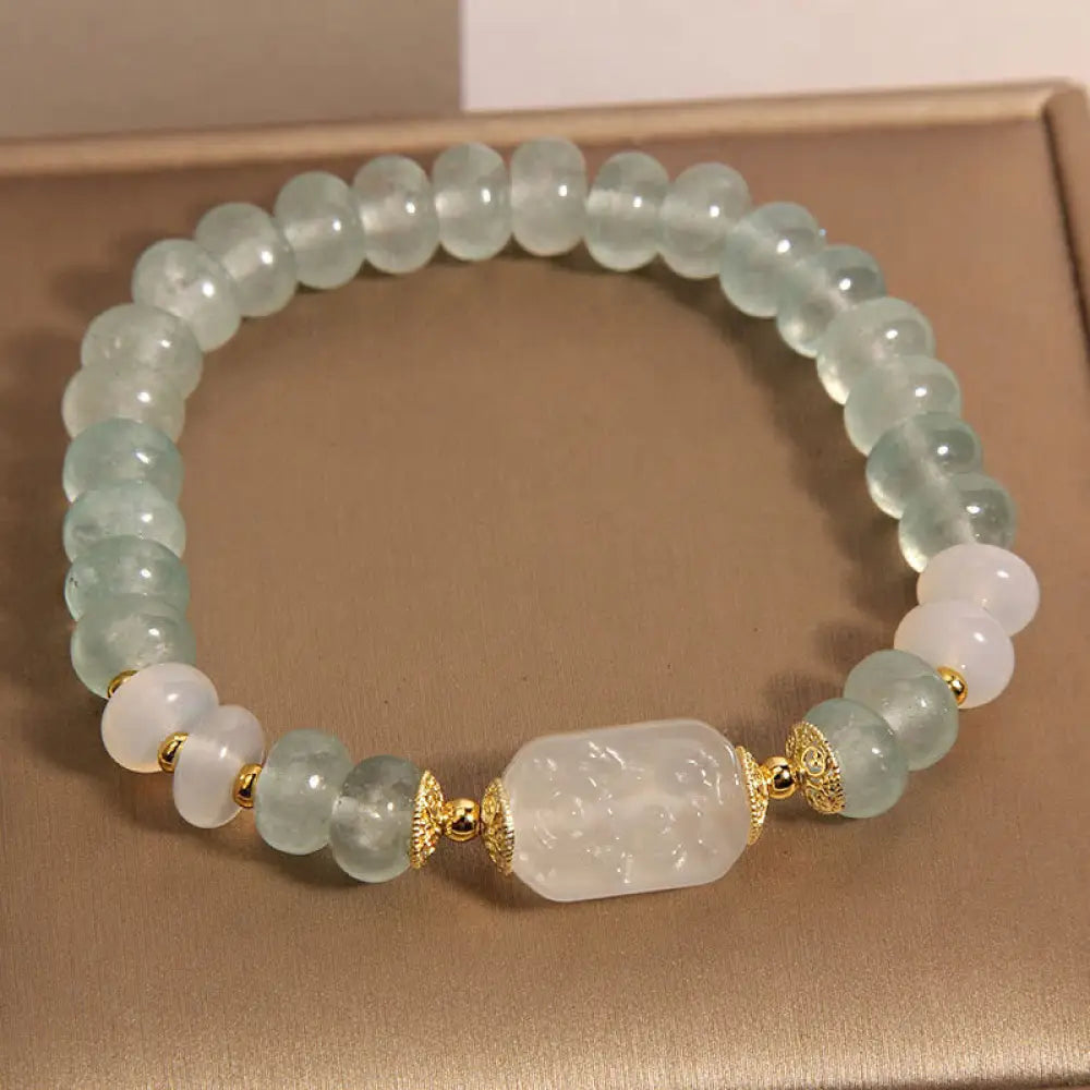 BWOOOH Aquamarine Jade Abacus Beads Serenity Bracelet - BWOOOH - Aquamarine Jade(Wrist Circumference: 14-16cm)
