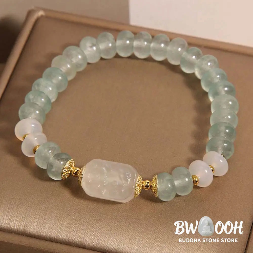 Buddha Stones Aquamarine Jade Abacus Beads Serenity Bracelet - BWOOOH - Aquamarine Jade(Wrist Circumference: 14-16cm)
