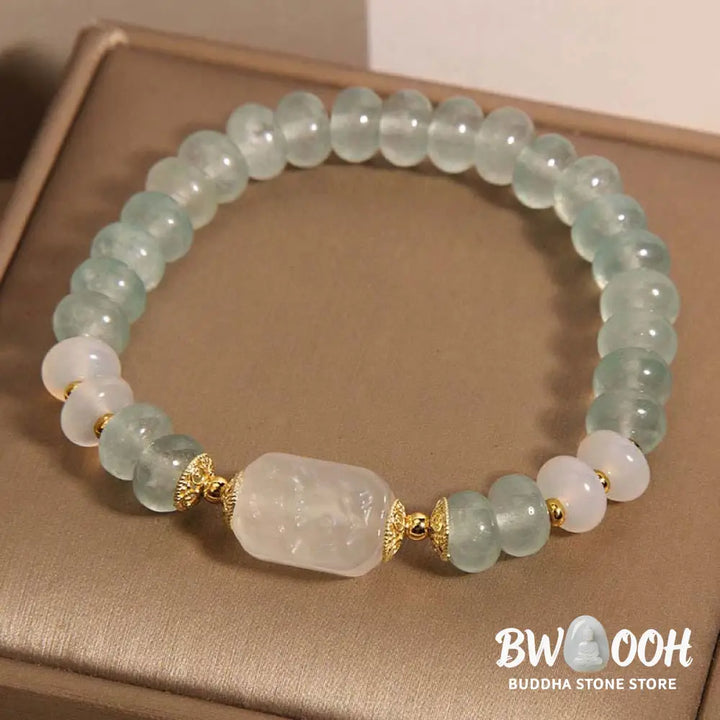 Buddha Stones Aquamarine Jade Abacus Beads Serenity Bracelet - BWOOOH - Aquamarine Jade(Wrist Circumference: 14-16cm)