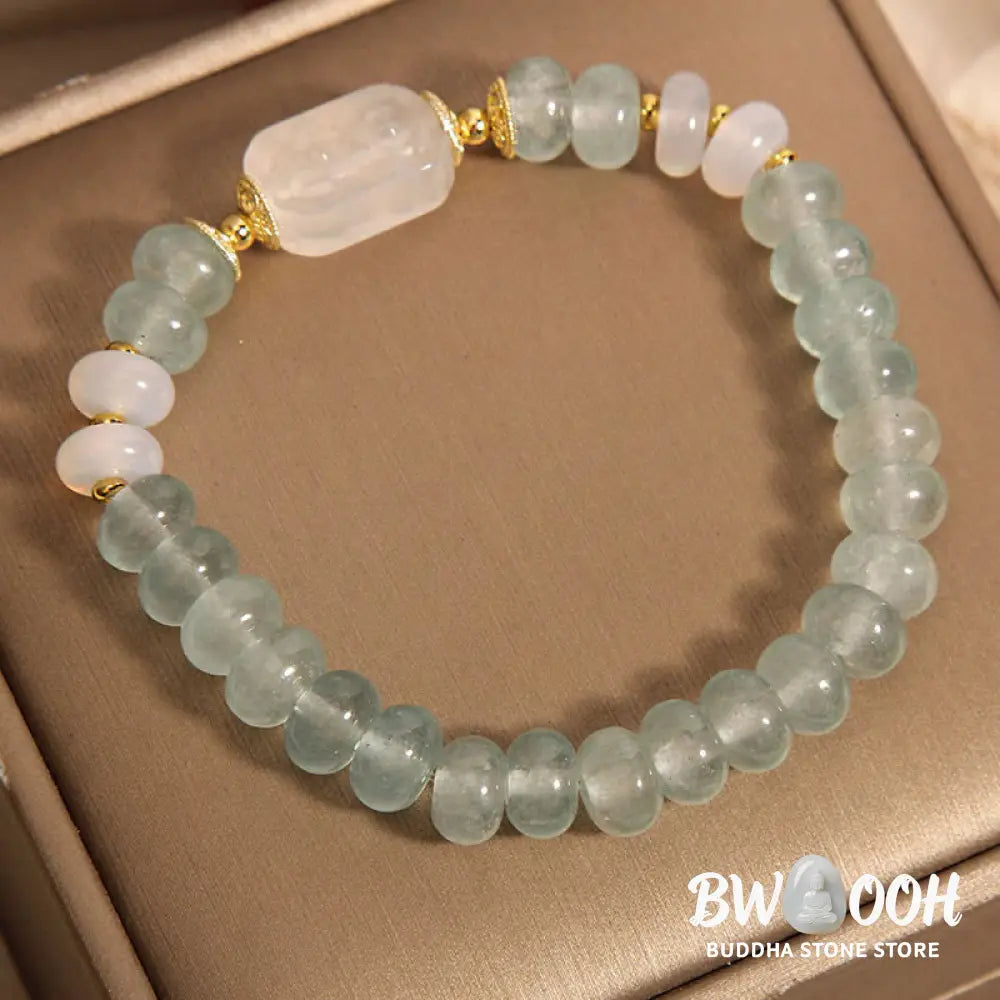 Buddha Stones Aquamarine Jade Abacus Beads Serenity Bracelet - BWOOOH - Aquamarine Jade(Wrist Circumference: 14-16cm)