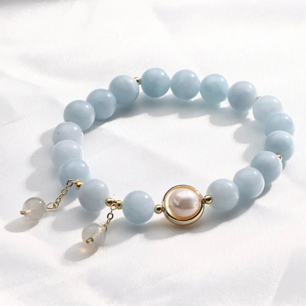 BWOOOH Aquamarine Pearl Healing Moonstone Beads Charm Bracelet – Moonstone feng shui car charm for healing and spiritual wellness