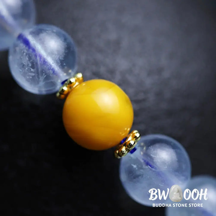 Buddha Stones Aquamarine Red Agate Peace Gourd Charm Bracelet - BWOOOH - Aquamarine - Bracelet