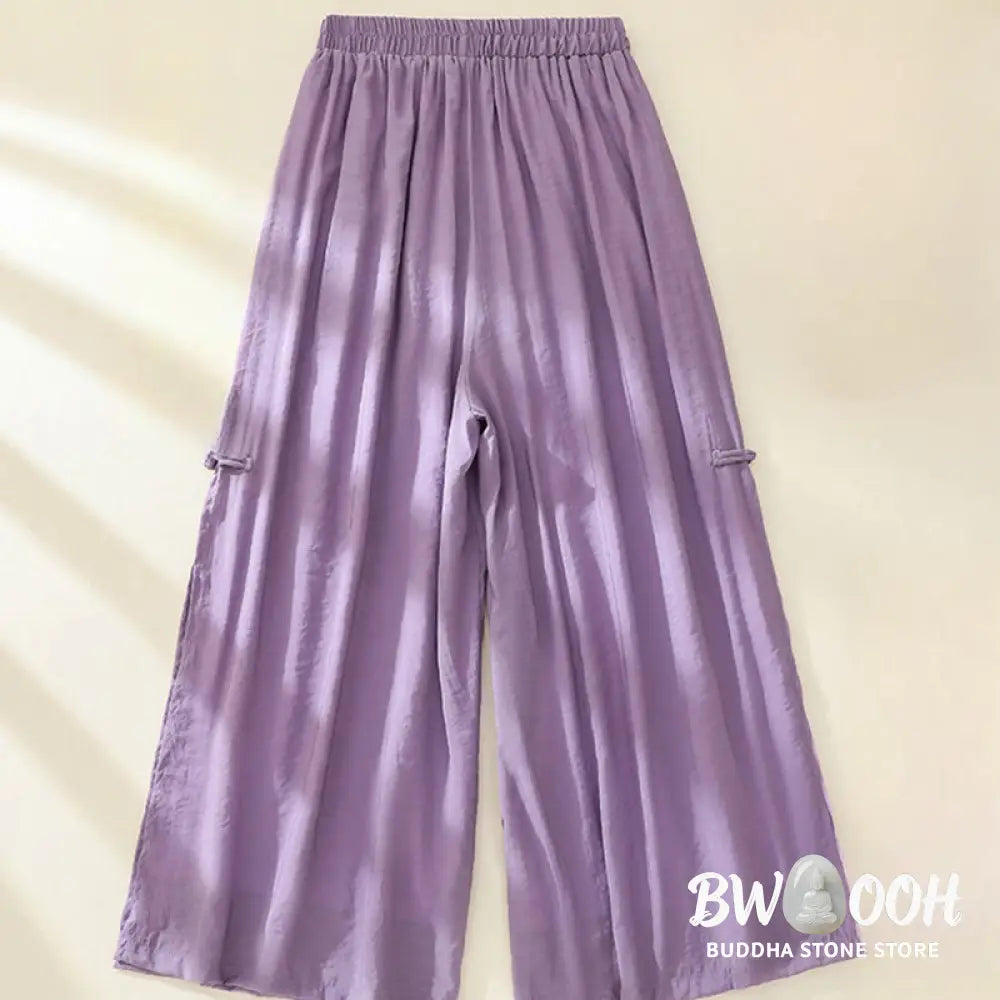 BWOOOH printed wide-leg yoga pants - Artistic Embroidery Flower Double Layer 