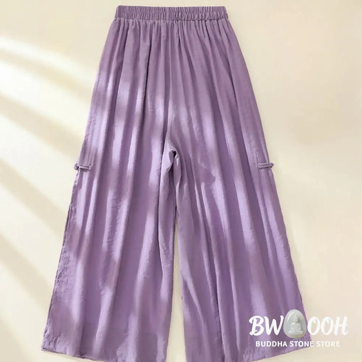 BWOOOH printed wide-leg yoga pants - Artistic Embroidery Flower Double Layer 
