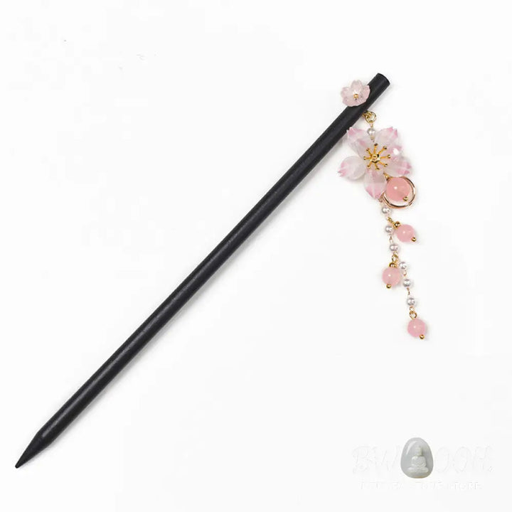 Buddha Stones Artistic Style Pear Blossom Tassel Wood Hairpin - Pear Blossom Tassel Hairpin - Hairpin