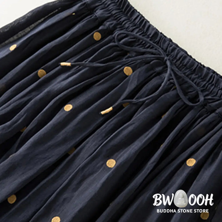 Buddha Stones Artistic Vintage Dot Pattern Women’s Pleated Skirt - Skirt