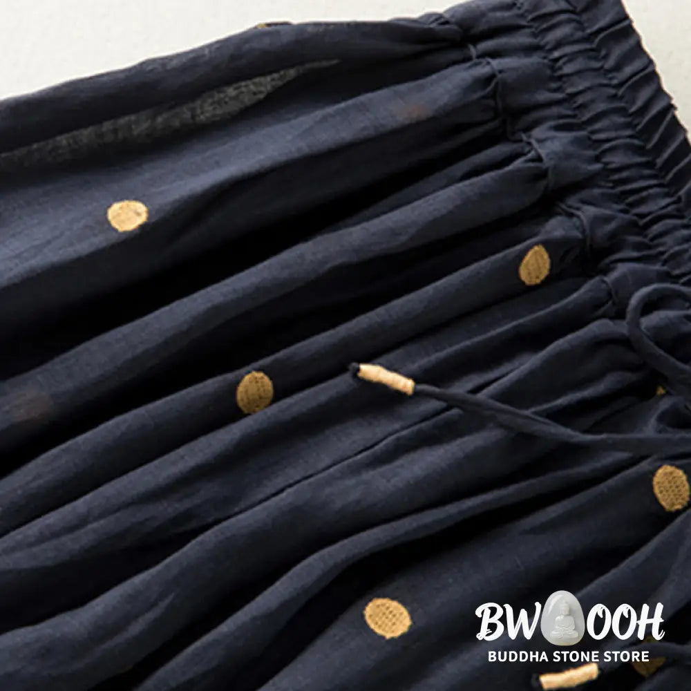 Buddha Stones Artistic Vintage Dot Pattern Women’s Pleated Skirt - Skirt
