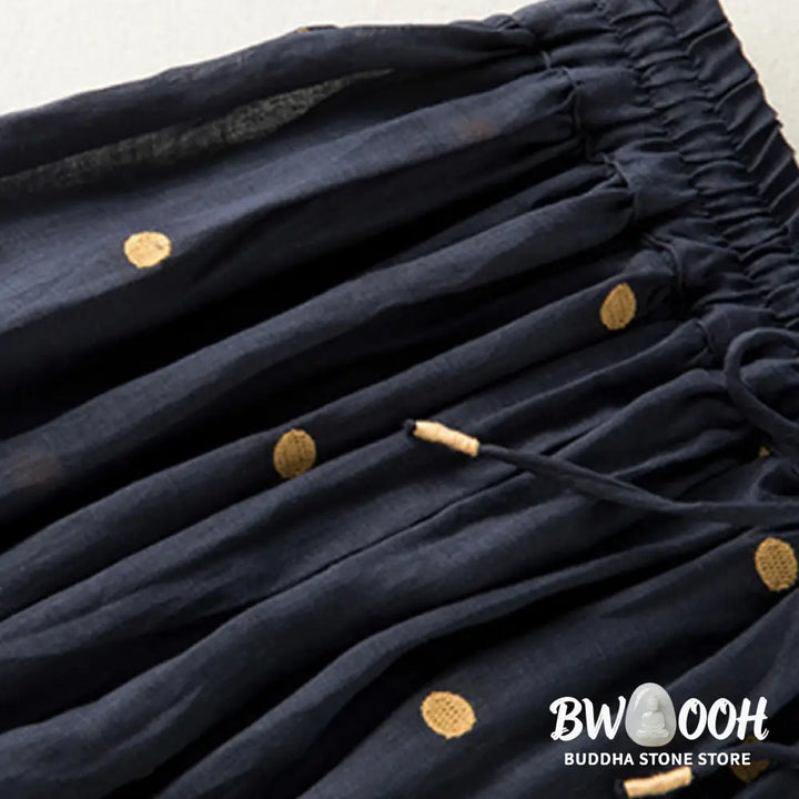Buddha Stones Artistic Vintage Dot Pattern Women’s Pleated Skirt - Skirt