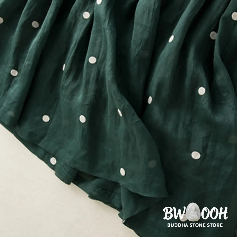 Buddha Stones Artistic Vintage Dot Pattern Women’s Pleated Skirt - Skirt