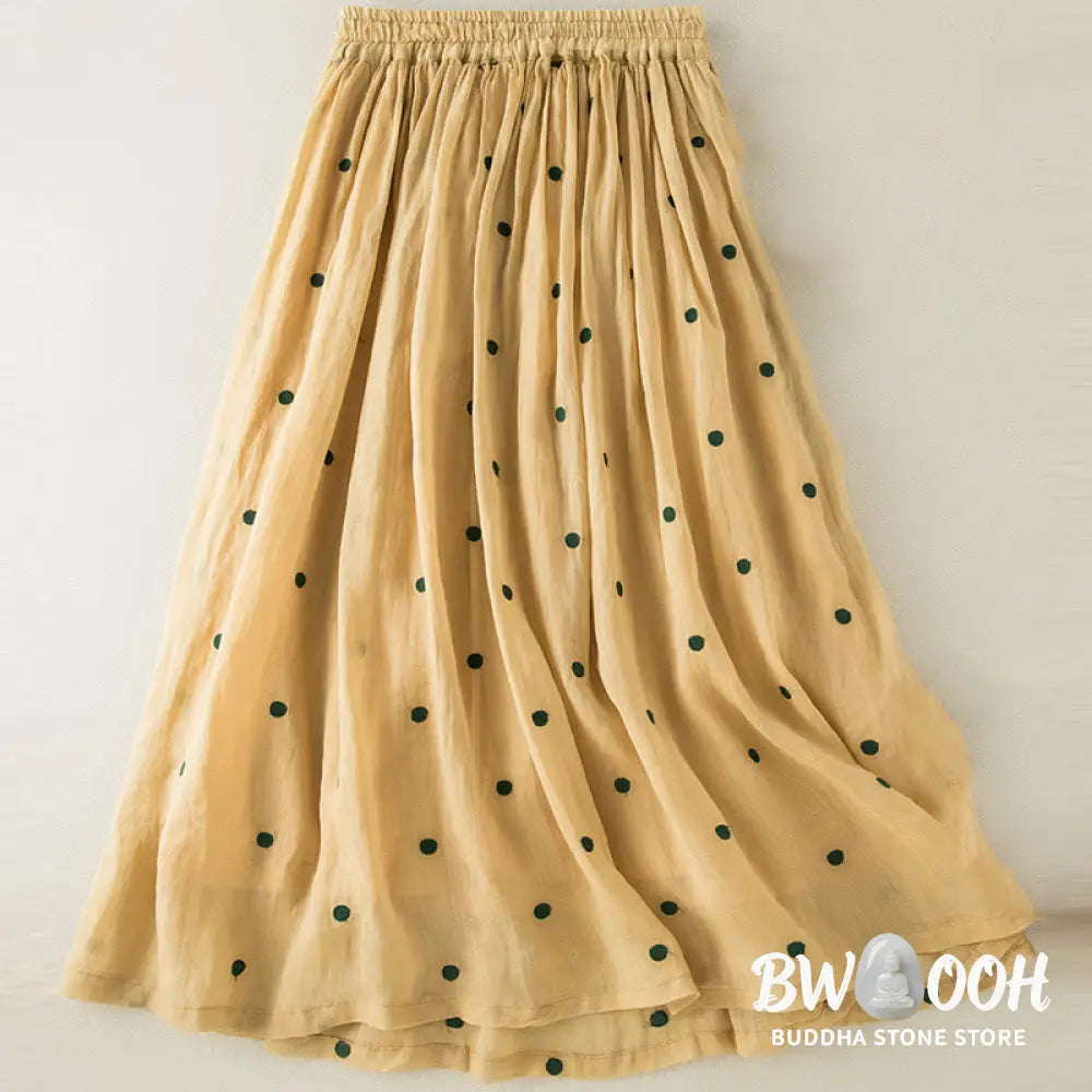 Buddha Stones Artistic Vintage Dot Pattern Women’s Pleated Skirt - Skirt