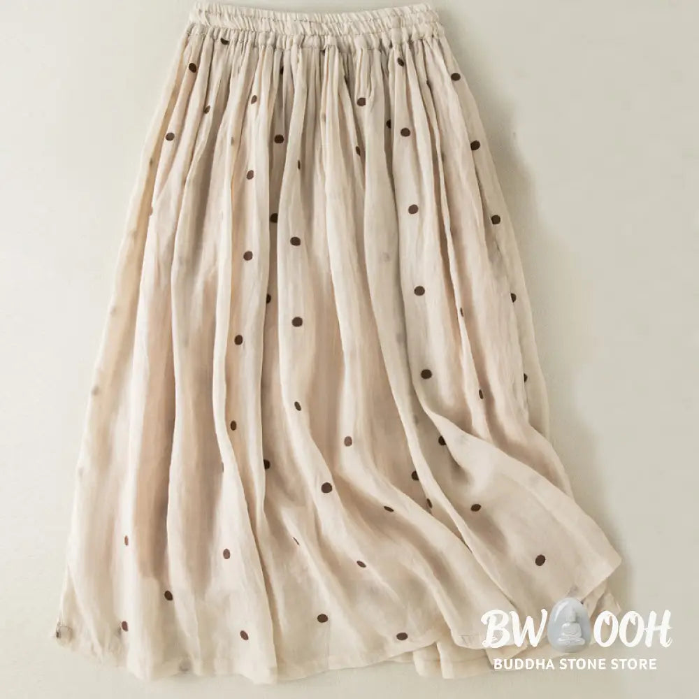 Buddha Stones Artistic Vintage Dot Pattern Women’s Pleated Skirt - Skirt