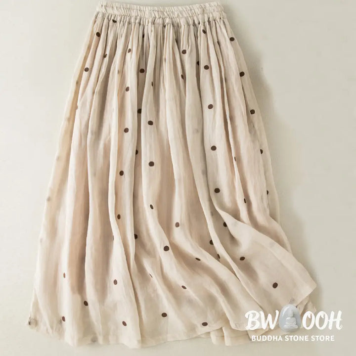 Buddha Stones Artistic Vintage Dot Pattern Women’s Pleated Skirt - Skirt