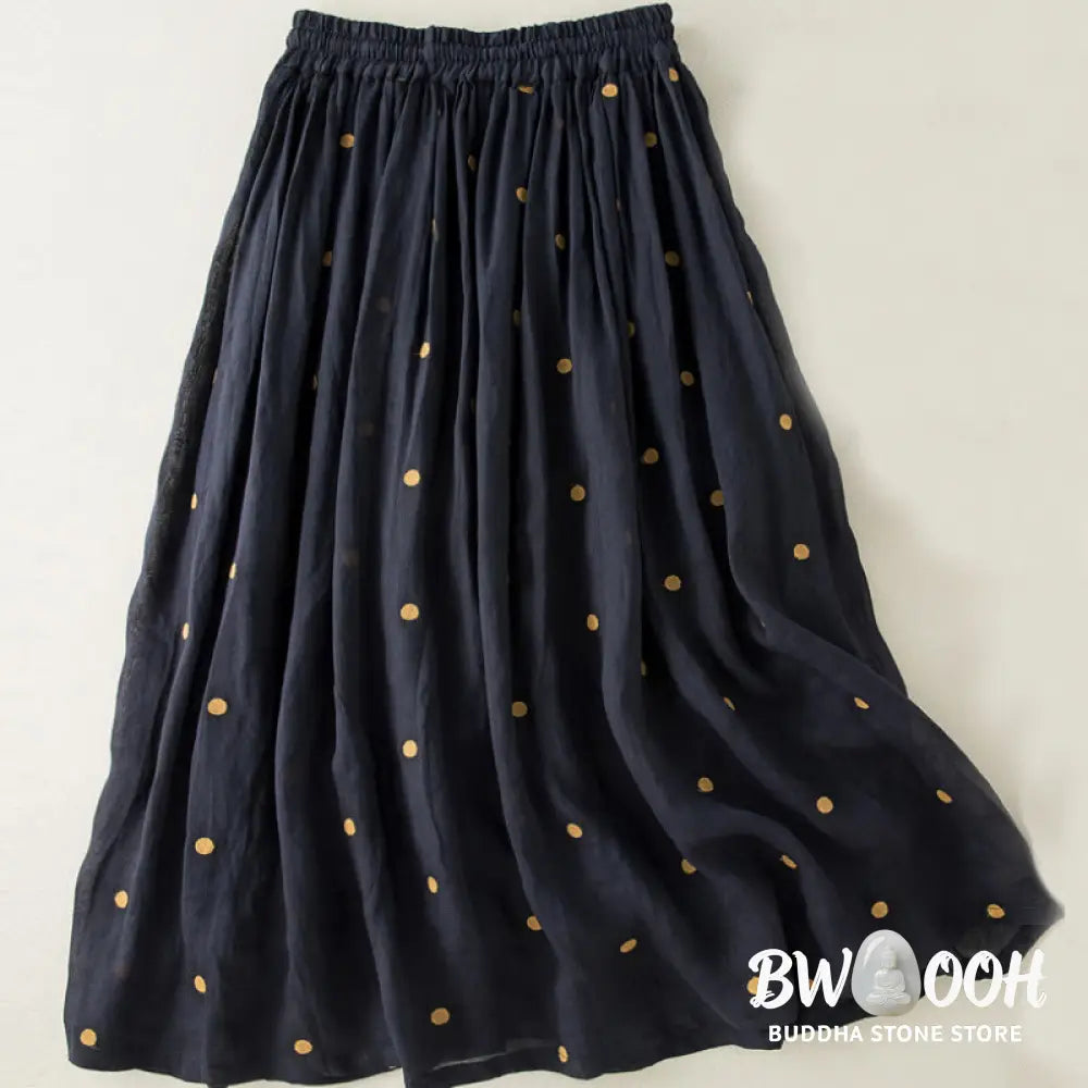 Buddha Stones Artistic Vintage Dot Pattern Women’s Pleated Skirt - Skirt