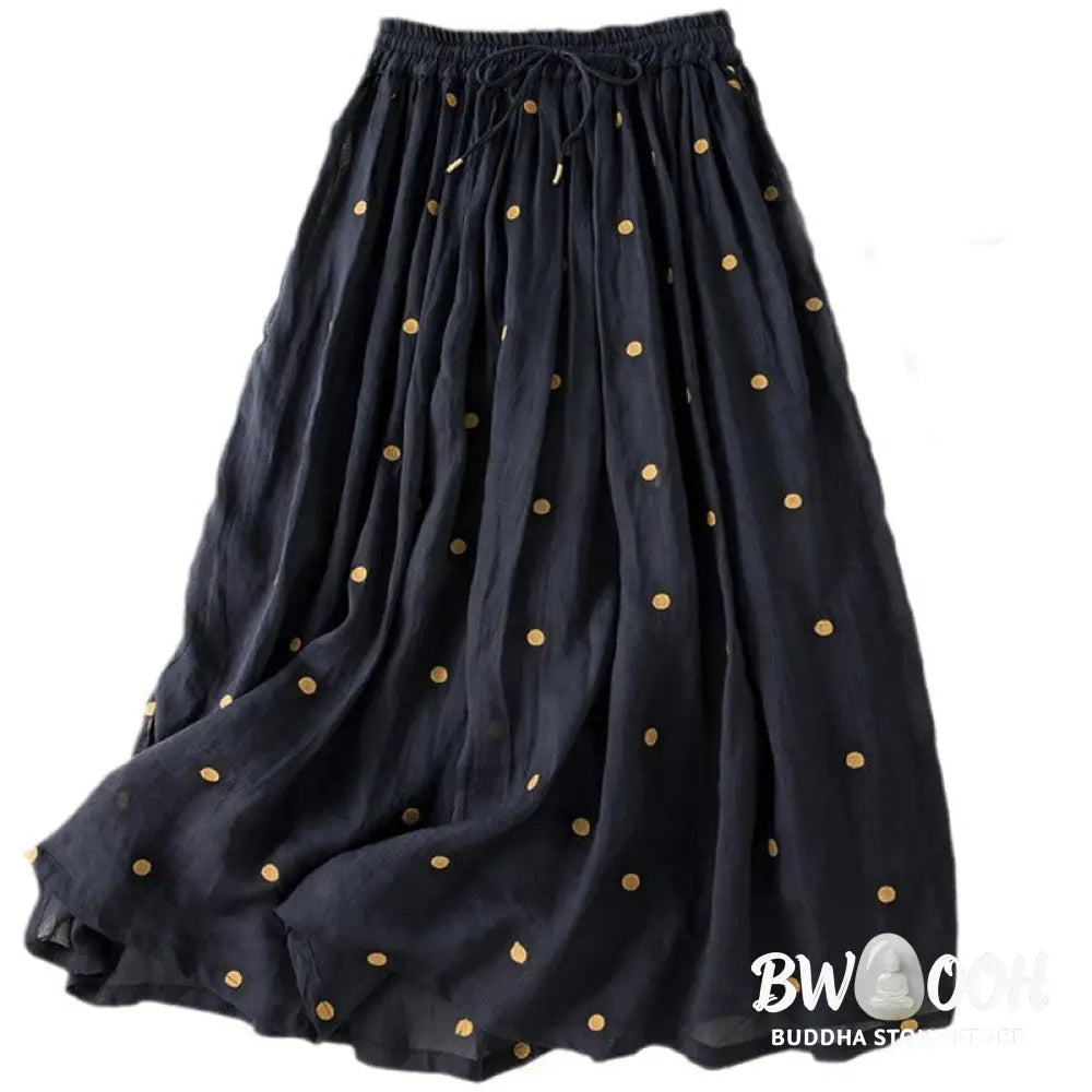 Buddha Stones Artistic Vintage Dot Pattern Women’s Pleated Skirt - Skirt