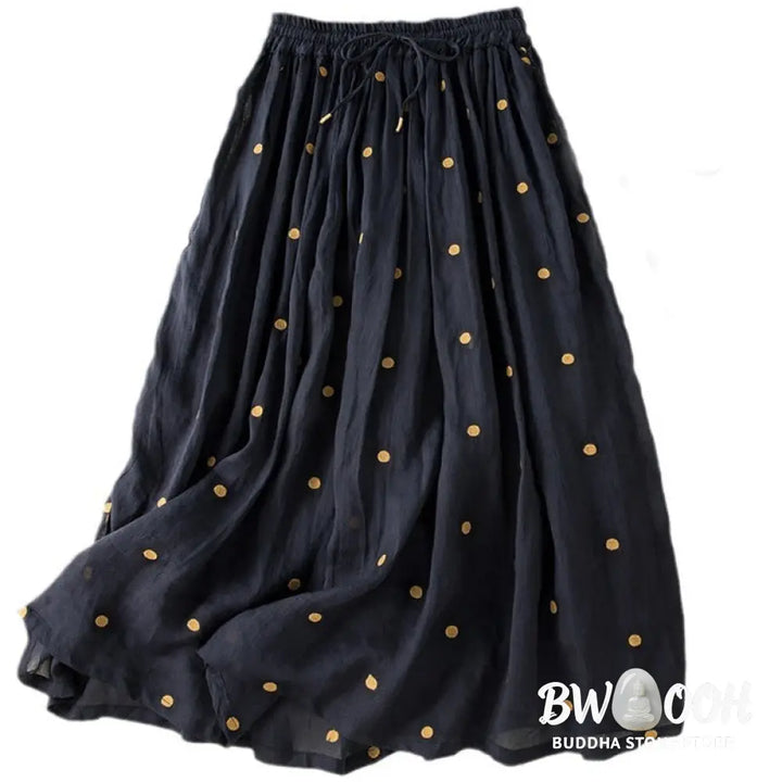 Buddha Stones Artistic Vintage Dot Pattern Women’s Pleated Skirt - Skirt