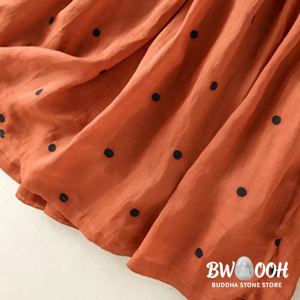 Buddha Stones Artistic Vintage Dot Pattern Women’s Pleated Skirt - Skirt