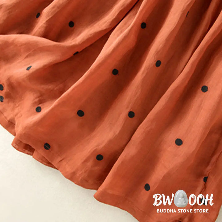 Buddha Stones Artistic Vintage Dot Pattern Women’s Pleated Skirt - Skirt