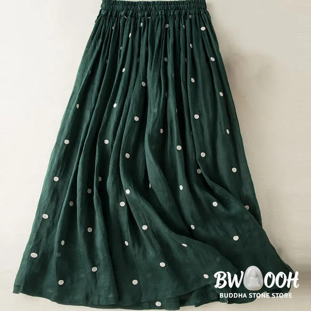 Buddha Stones Artistic Vintage Dot Pattern Women’s Pleated Skirt - Skirt
